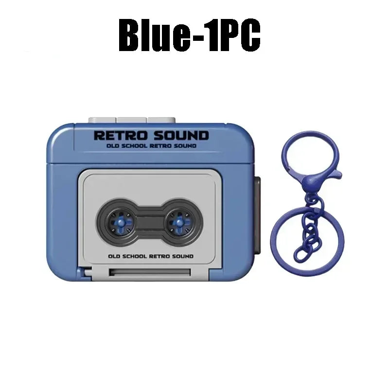 Vintage Mini Tape Recorder Keychain Gift for Couples Fun Retro Design Recordable Cassette Keychain