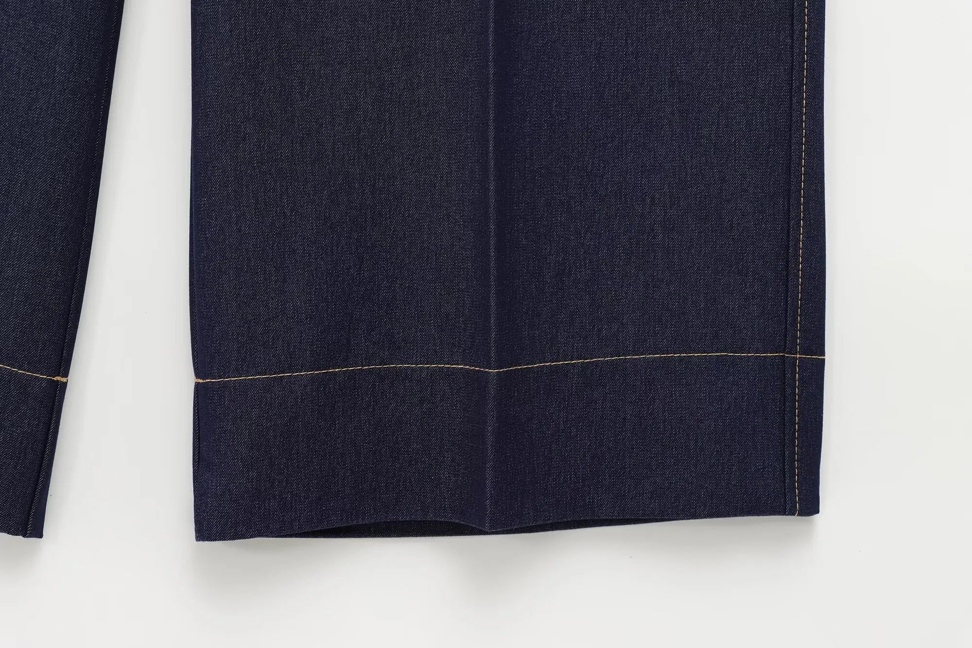 Fashion Women Solid Jacket and Wide Leg Pant Set with Cropped Coat and Zipper Details