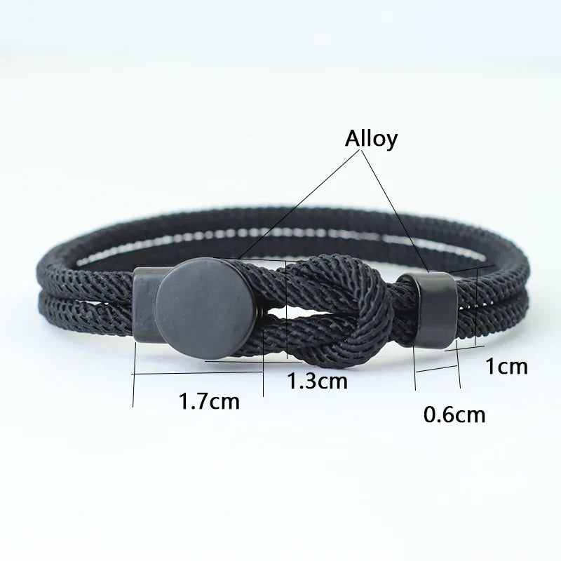 Men's Double Layer Rope Bracelet with 4mm Nylon Cord and Lucky Red Thread Gift for Him