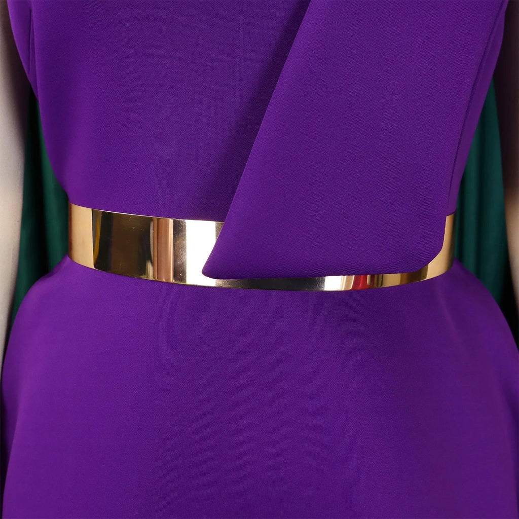 One Shoulder Bow Dress A Line Pleated Mid Calf Party Dress