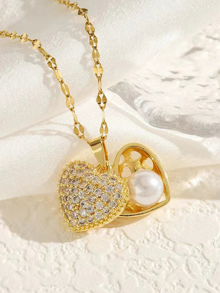 Stainless Steel Heart Necklace for Women Simple Pendant Jewelry Gift