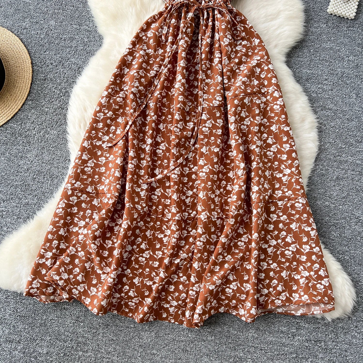 Floral Print Sundress V Neck A Line For Summer Party