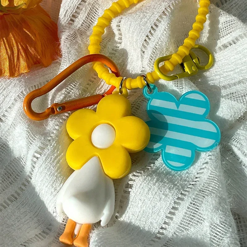 Cute Cartoon Yellow Duck Keychain Personalized Fashionable Pendant for Students