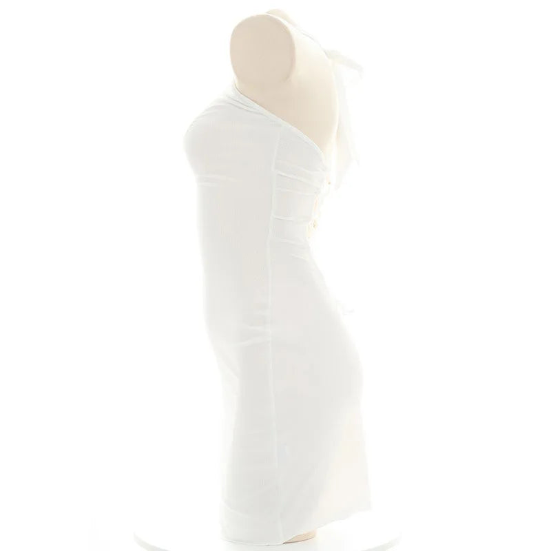 Sexy Halter Neck Knit Mini Dress Backless Bandage Style