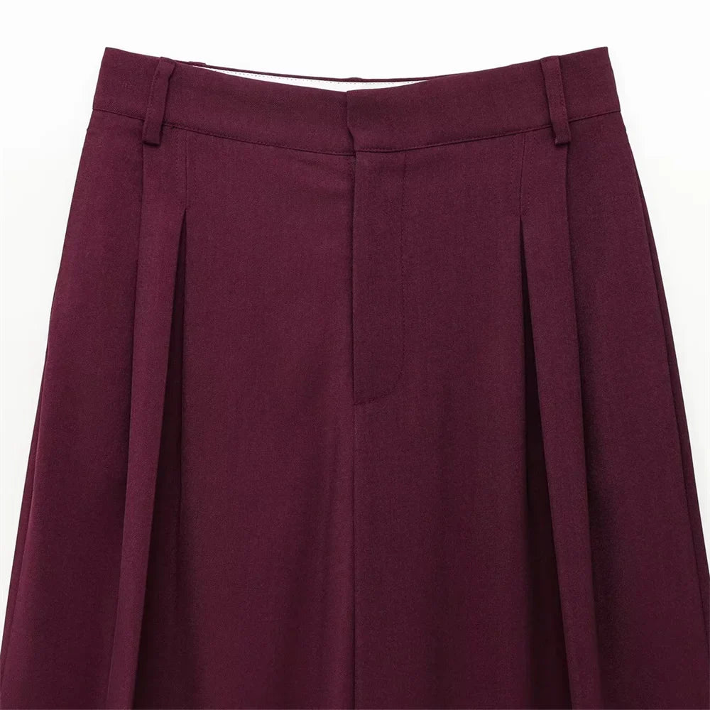 Women's Double Breasted Suit Jacket High Waist Pants Set