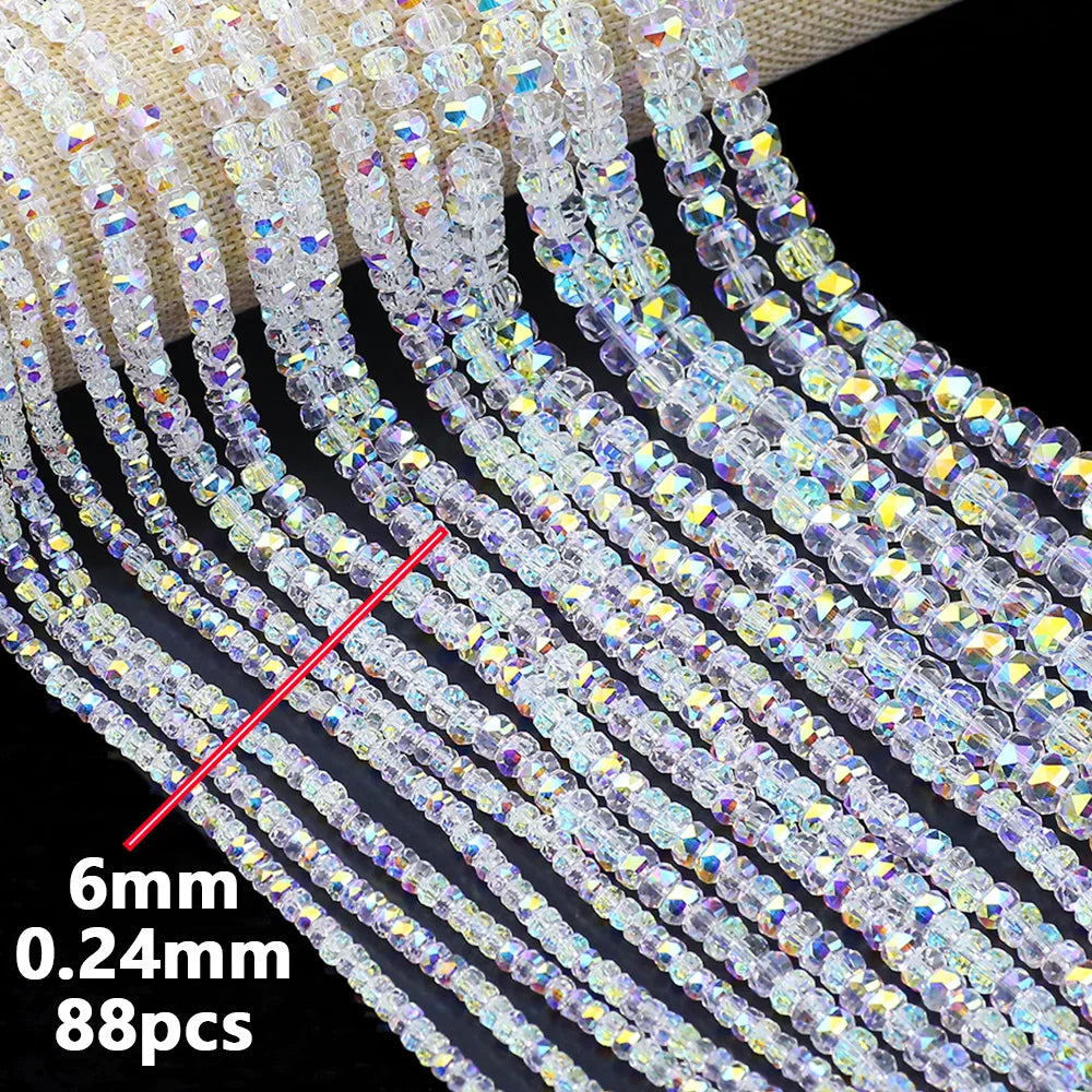 Austrian Crystal Transparent AB Glass Beads for DIY Jewelry Making in 3mm, 4mm, 6mm, 8mm Sizes