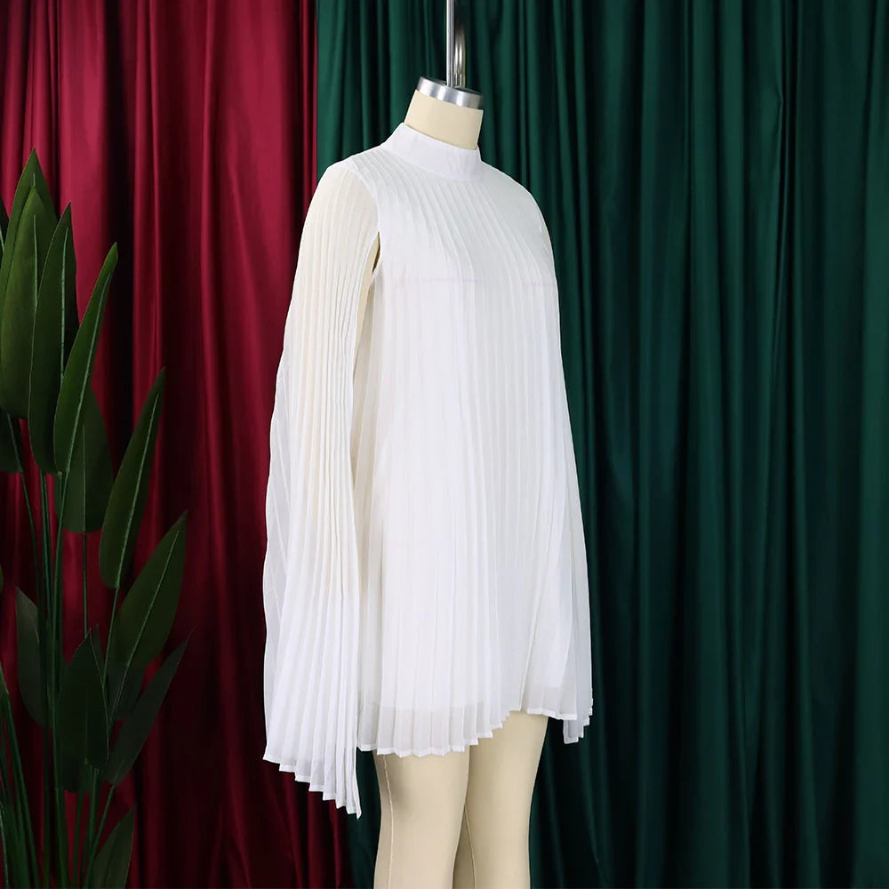 Elegant Chiffon Dress For Women Batwing Sleeve Knee Length