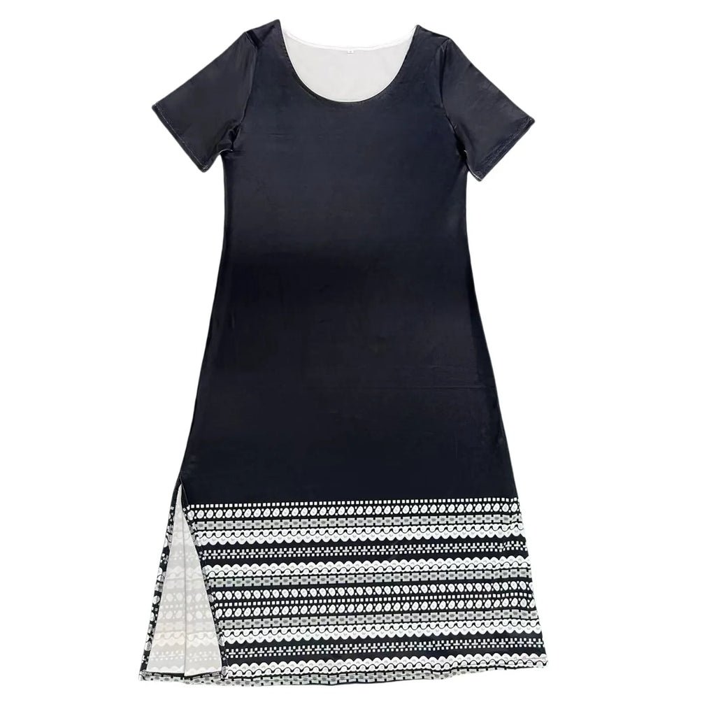 Women Allover Print Dress With Round Neck Short Sleeves