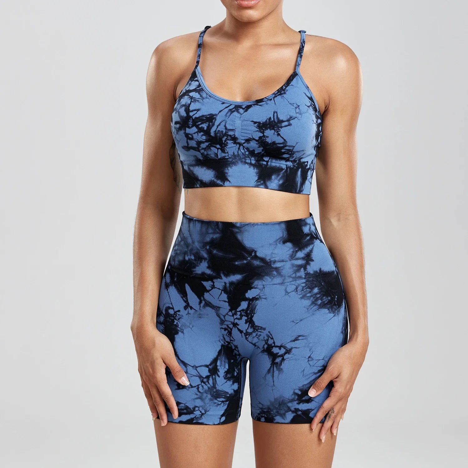 1/2/3PCS Tie Dye Seamless Women's High Waist Activewear Sets Stretch Sport Pants and Y2K Print Crop Tops for Running and Autumn Fitness