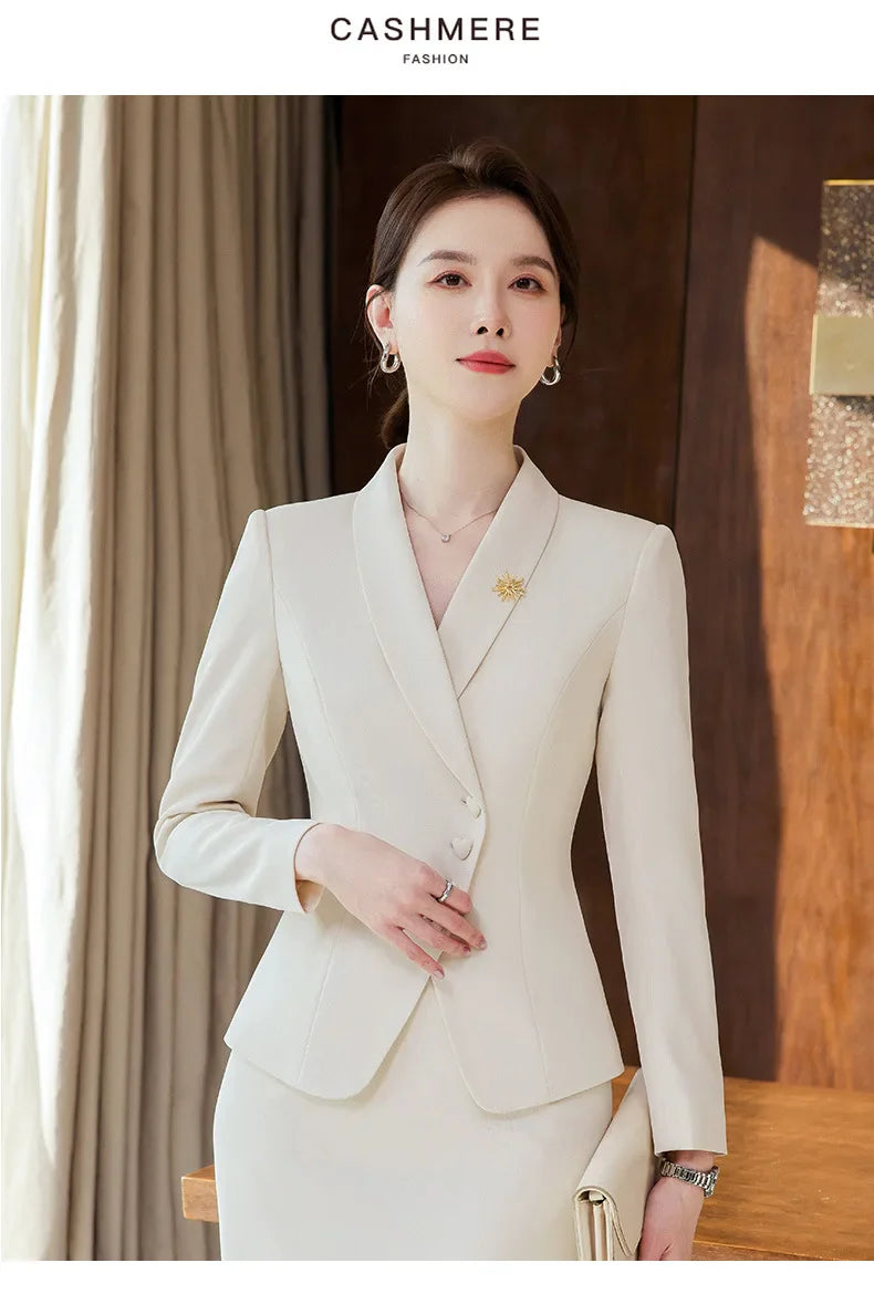 Ladies Formal Pant Suit Set with Blazer and Trousers for Professional Business Attire, Stylish Autumn Winter Women's Work Wear Outfit