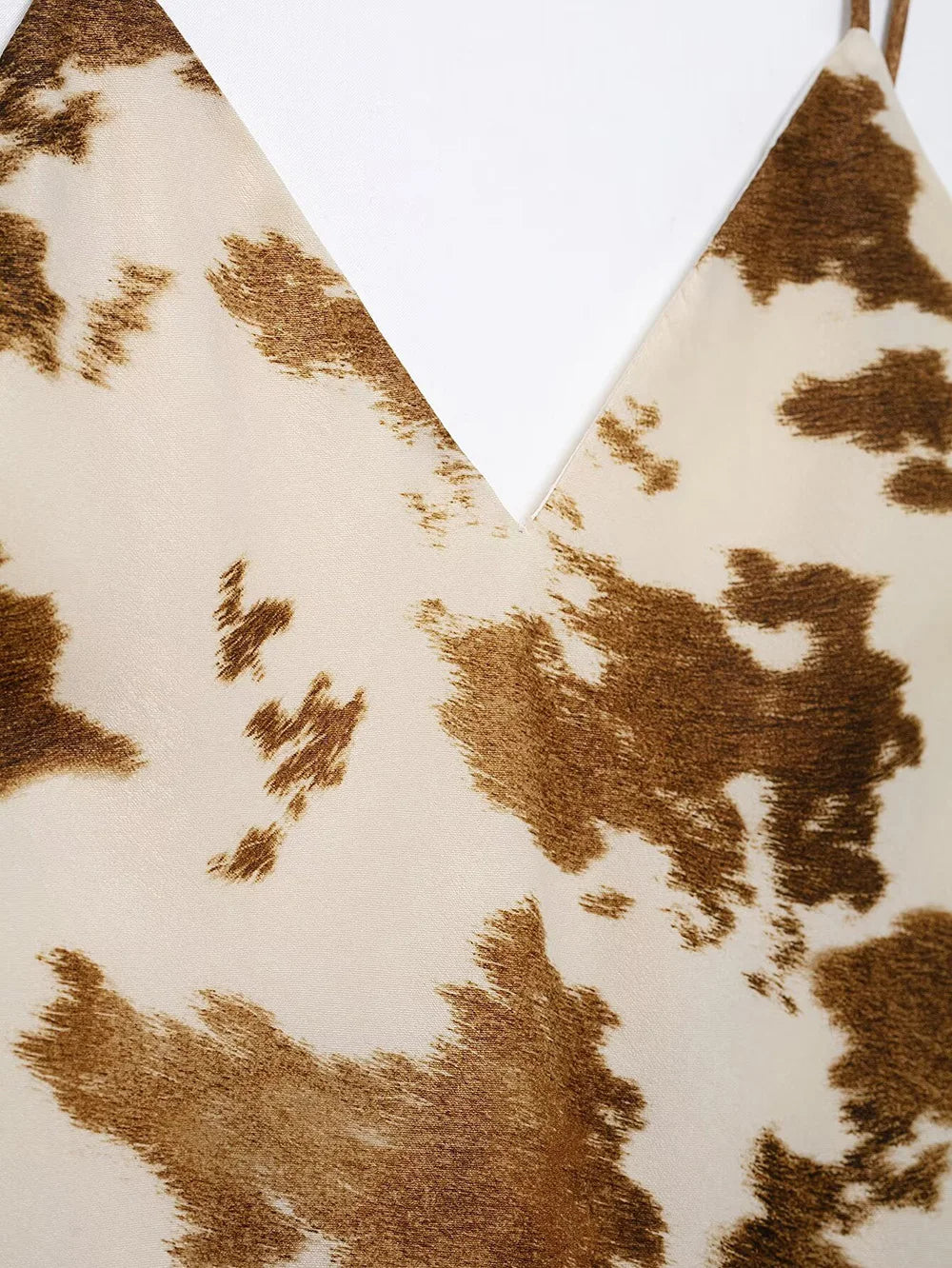 Satin V Neck Halter Dress With Mistletoe Print Elegant