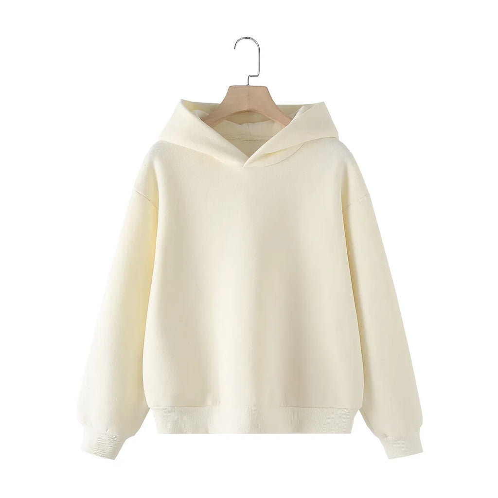 Women's Fleece Coat and Pant Set with Long Sleeve Hooded Sweatshirt and Casual Drawstring Trousers for Office and Everyday Wear