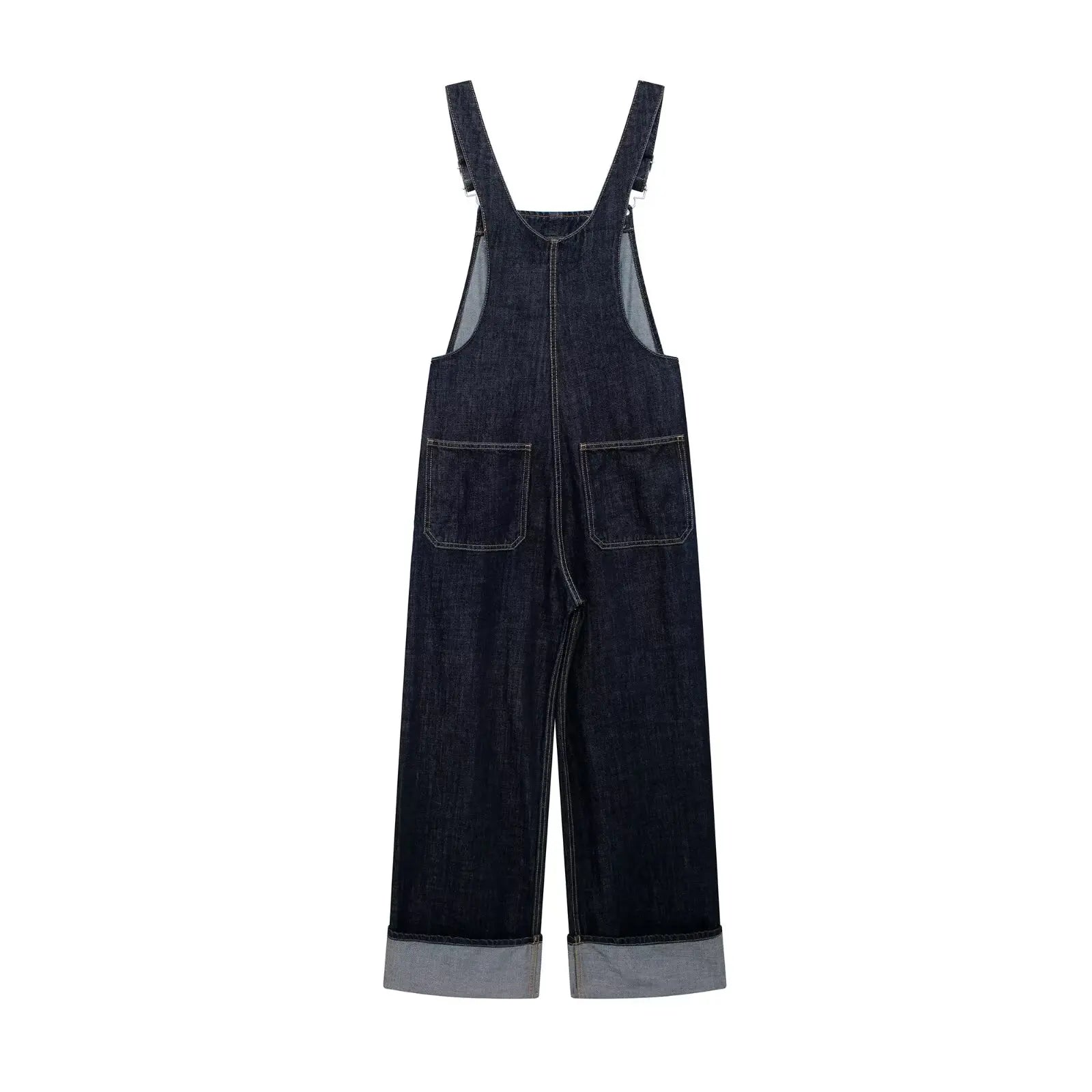 Chic French-Inspired Long Denim Overalls for Women Simple Versatile Age-Defying Autumn Outfit