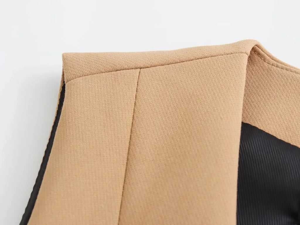 Casual Solid Color V Neck Sleeveless Single Breasted Vest With Elegant Mid Waist Wide Leg Pants Set