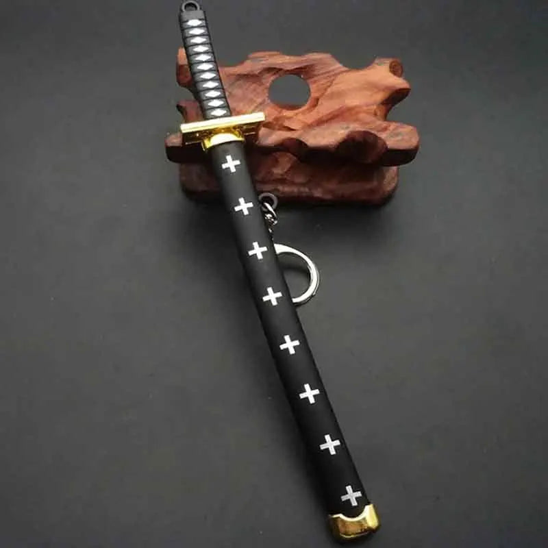 Mini Roronoa Zoro Samurai Sword Keychain Anime Katana Scabbard Ring for Men and Women Cosplay Jewelry Gift