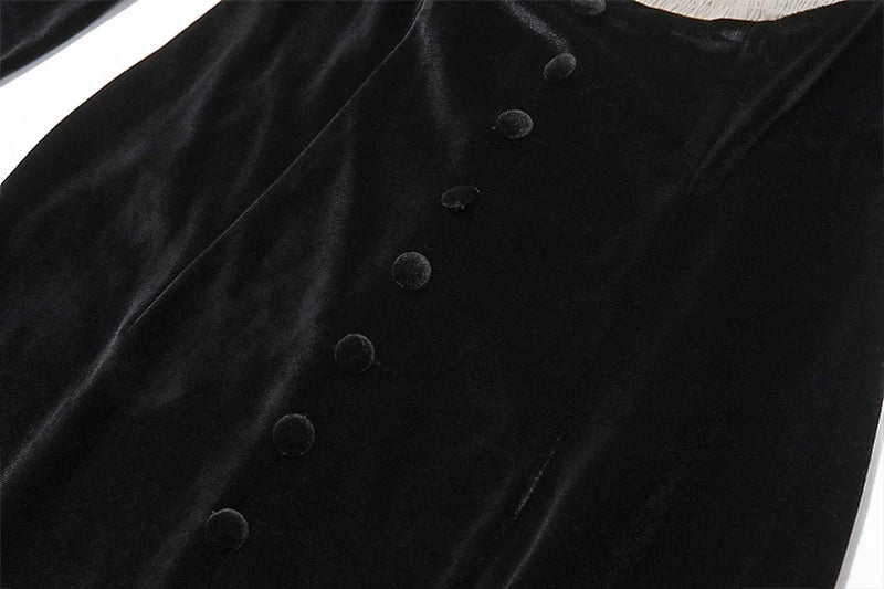 French Retro Patchwork Square Neck Dress For Evening Party