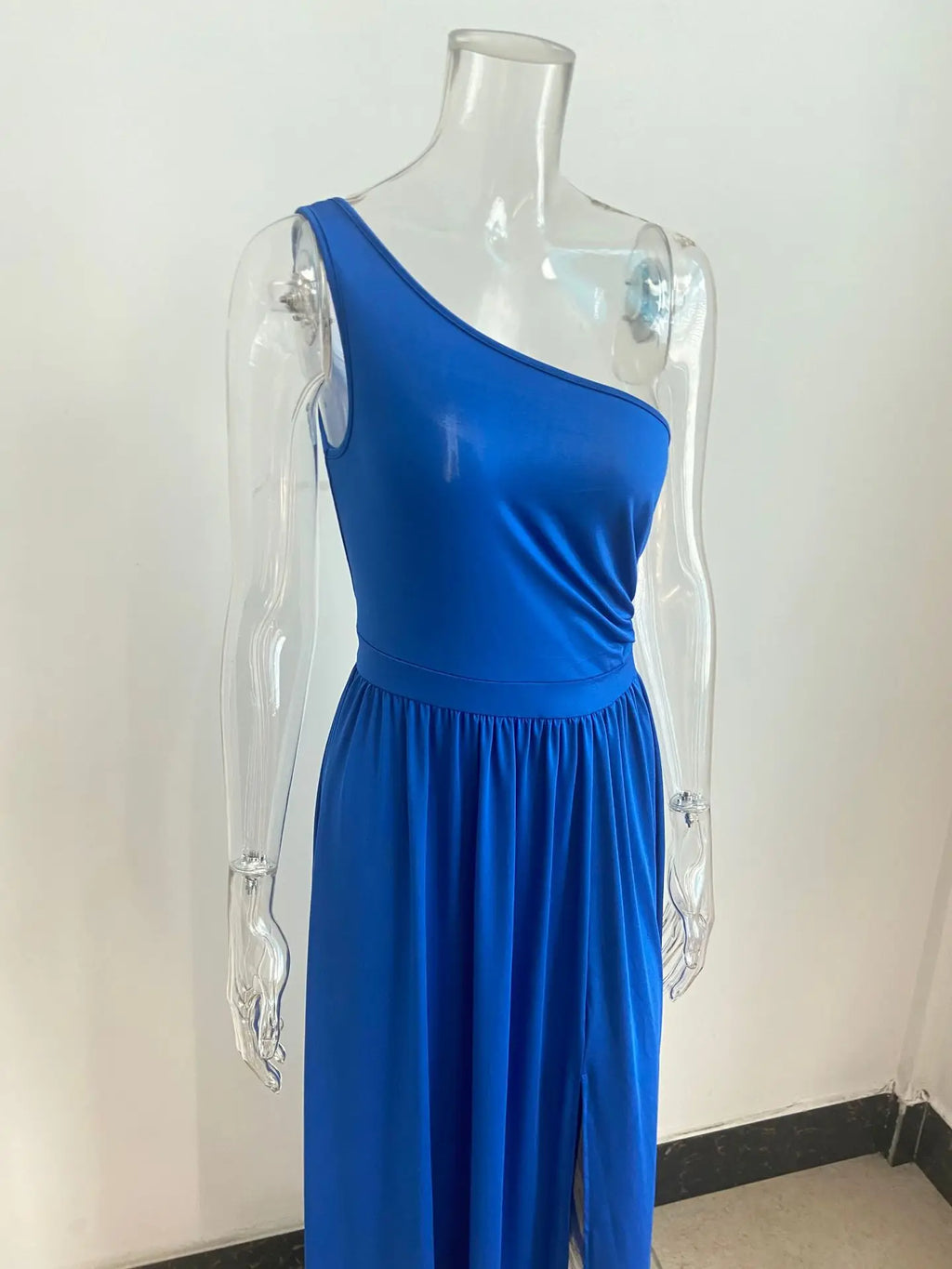 One Shoulder Slit Maxi Dress Elegant Evening Gown For Women