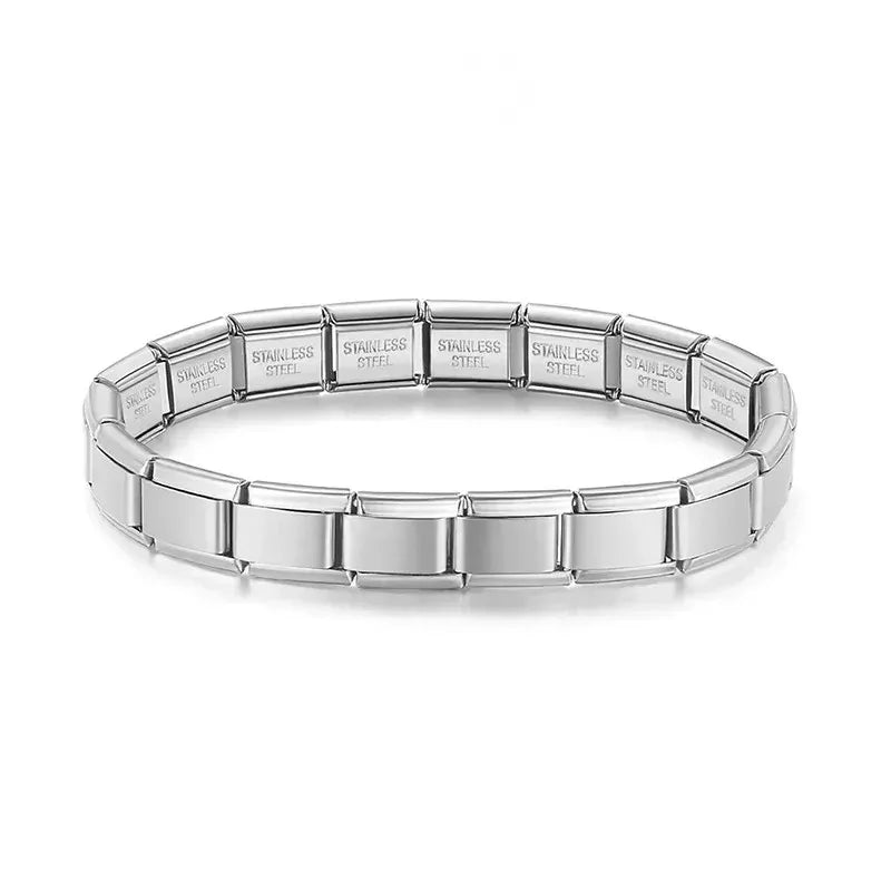 Women's DIY 9mm Italian Elastic Charm Bracelet Stainless Steel Fashion Bangle