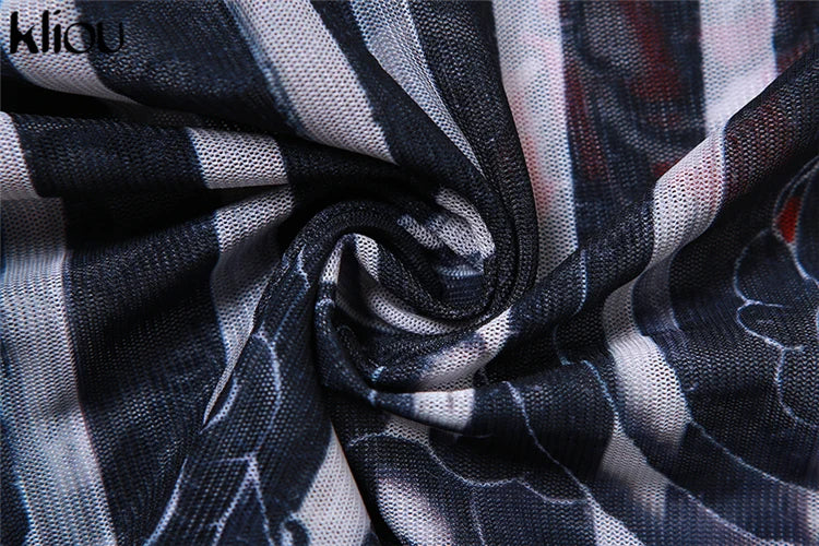 Mesh Trend Print 2 Piece Set for Women with Hipster Slash Neck Full Sleeve Top and Matching Slim Fit Pants