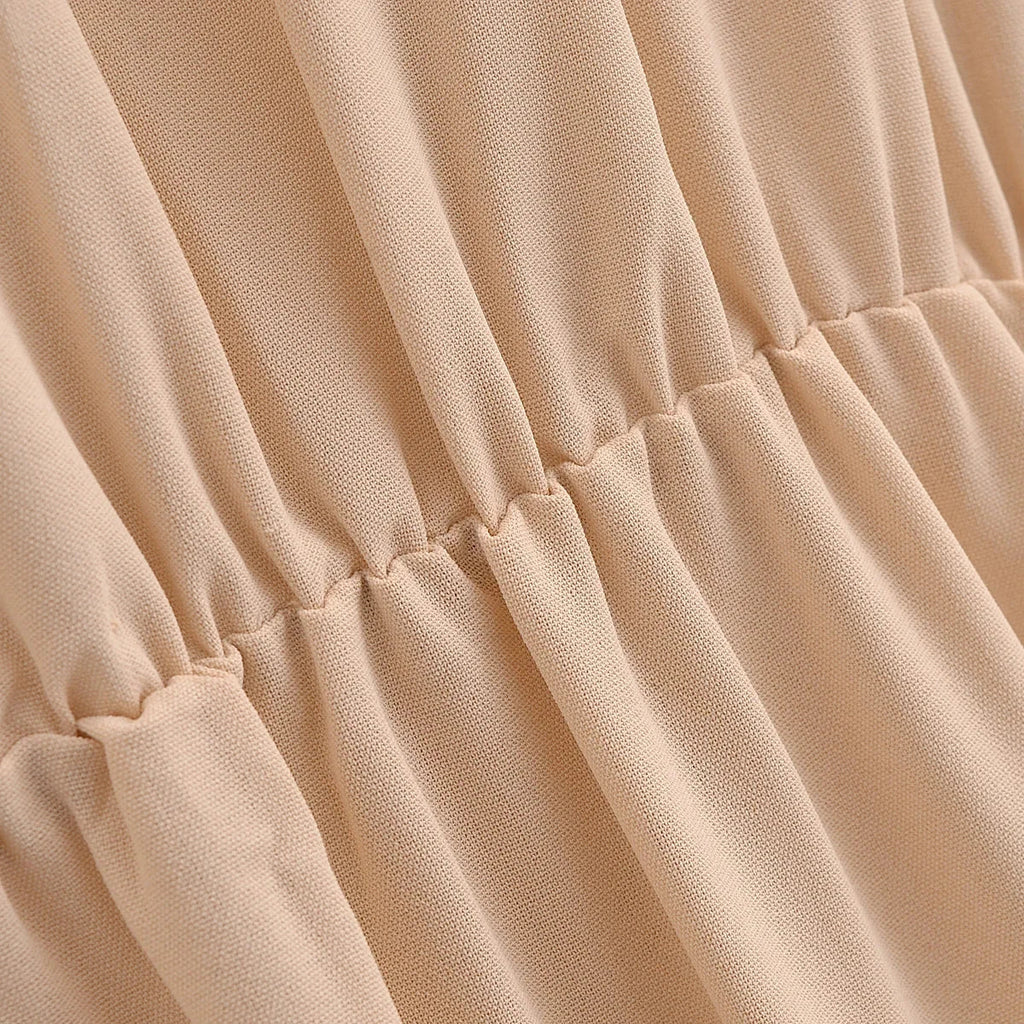 Women Elegant Solid Waist Draped V Neck Evening Dress