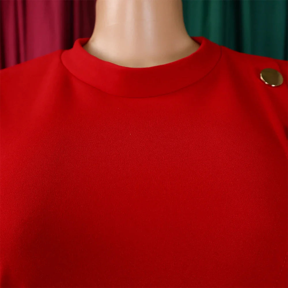 Elegant Pleated Dress for Women Formal Half Sleeve Belted