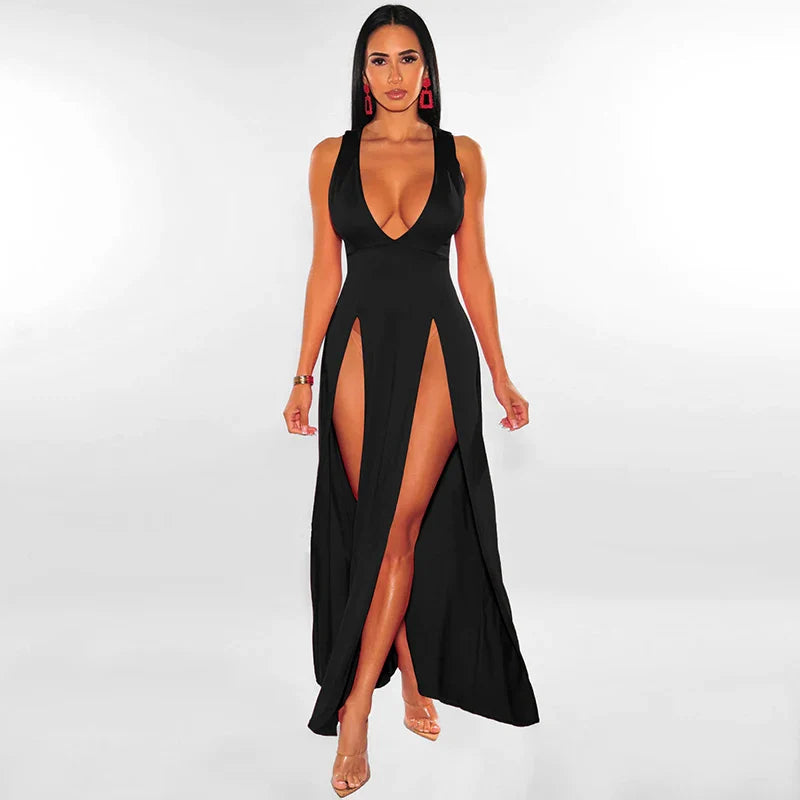 Backless V Neck Maxi Dress for Elegant Party Night