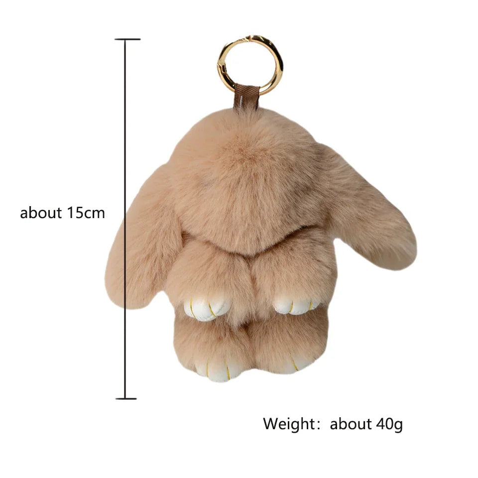Fluffy Rabbit Fur Pompon Bunny Keychain Soft Cute Rabbit Toy Bag Decoration Gift for Girls