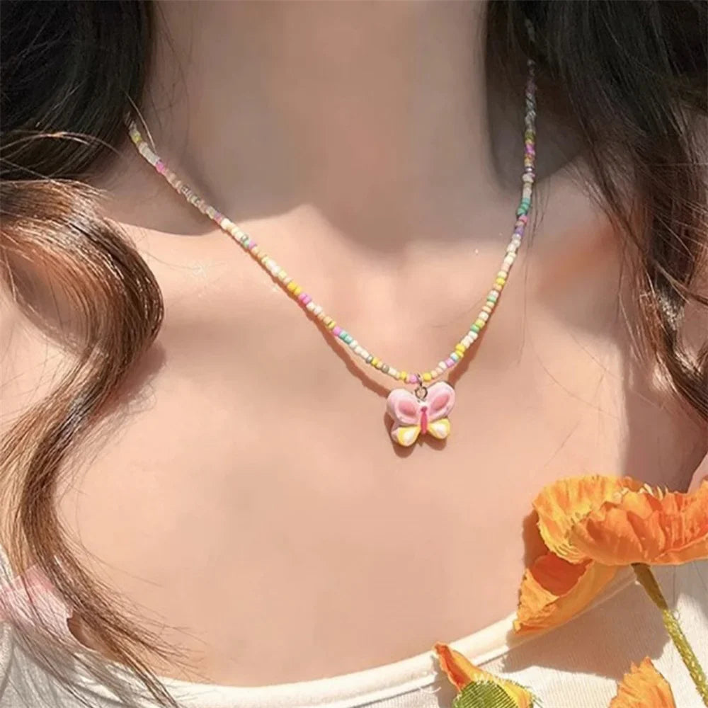 Colorful Square Acrylic Choker Necklace with Gold Bead Chain and Vintage Crystal for Women Party Jewelry