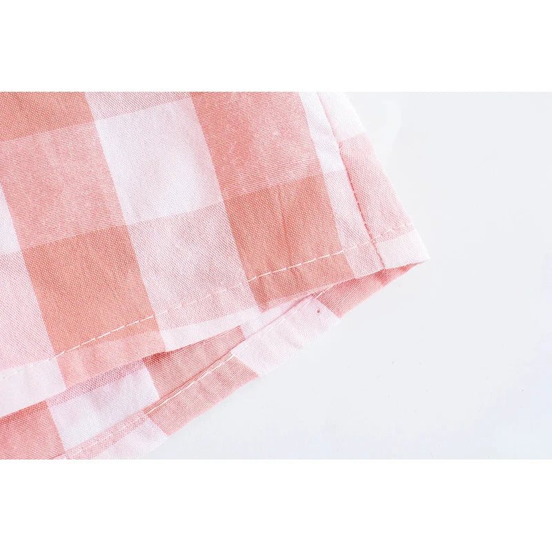 Women's Plaid Loose Fit Button Front O-Neck Blouse Casual Stylish Tops for Everyday Wear