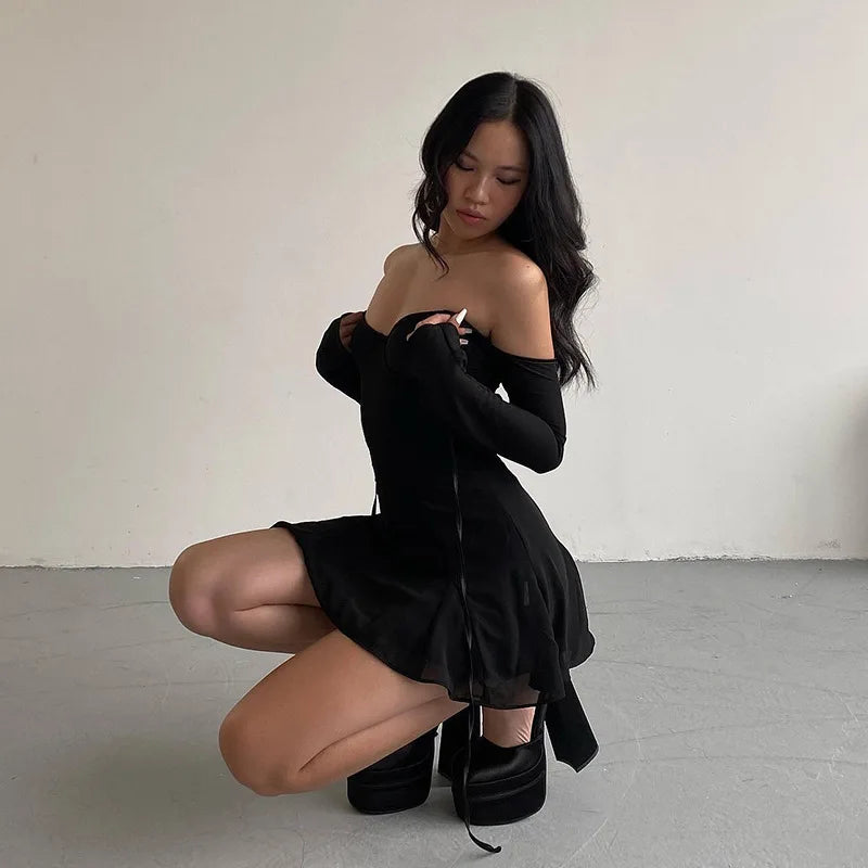 Black Bodycon Mini Dress With Split For Party Nights