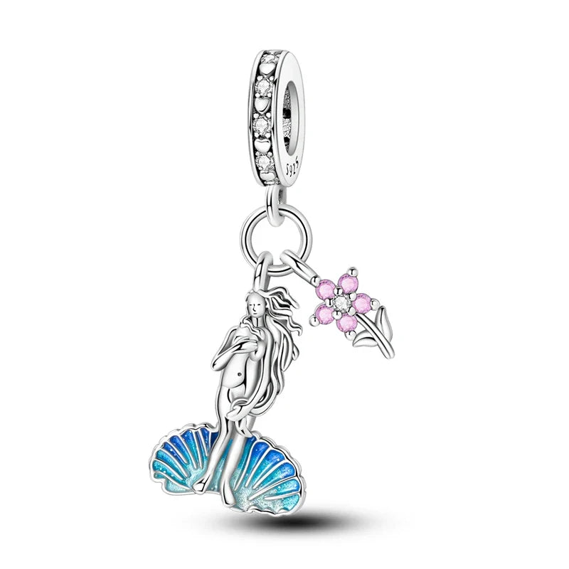 Underwater World 925 Sterling Silver Ocean Animal Pendant for DIY Bracelet or Necklace