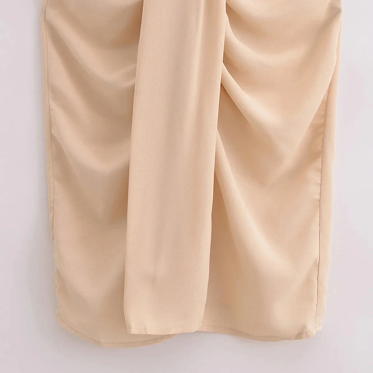 Women Elegant Solid Waist Draped V Neck Evening Dress