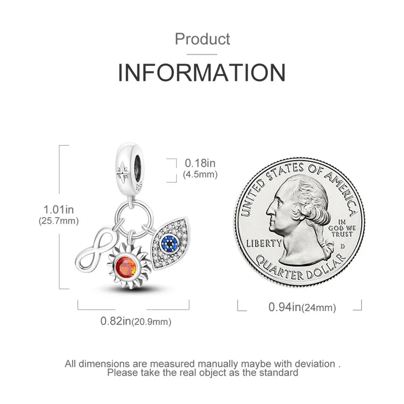 925 Silver Devil's Eye Charms Beads for Women DIY Jewelry Making