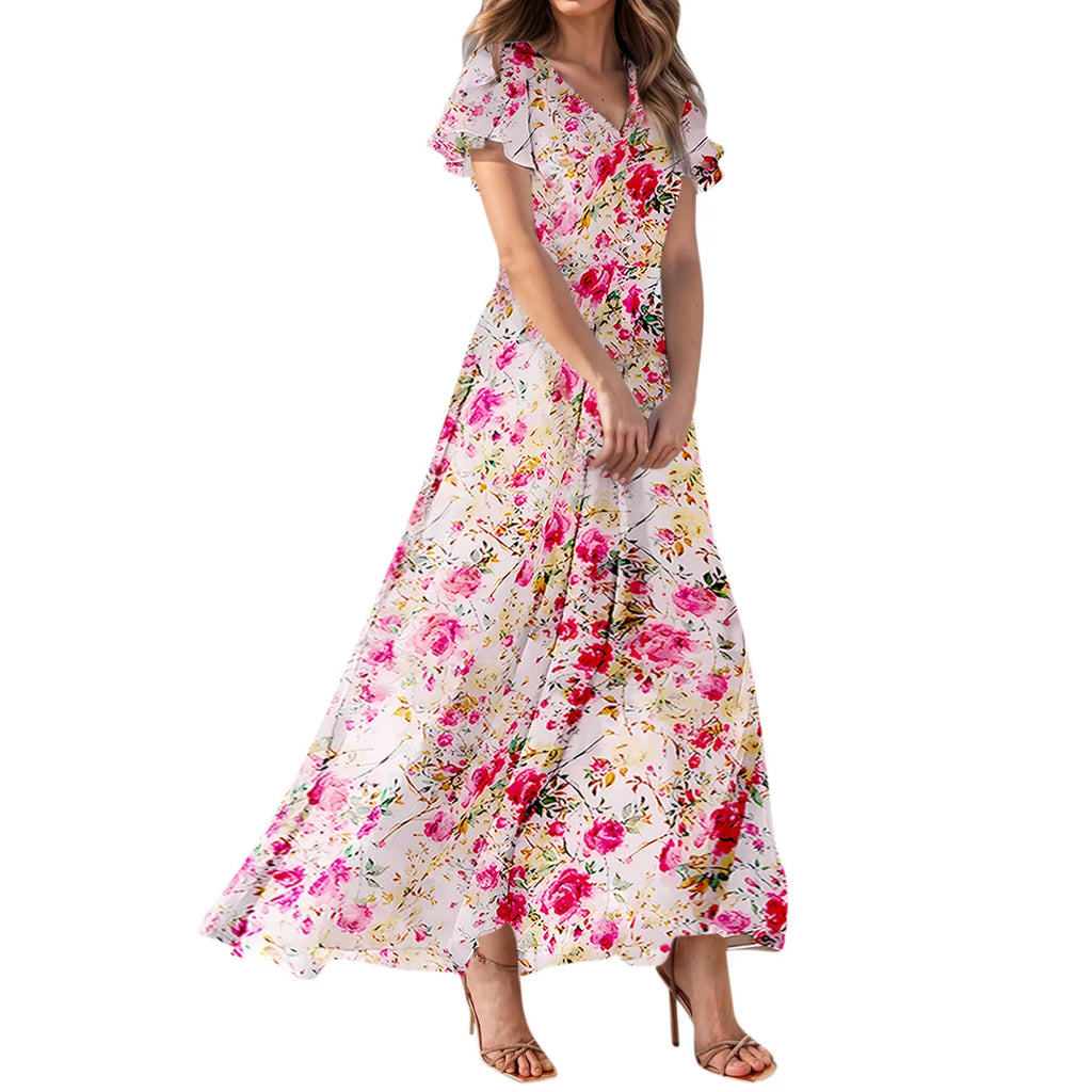 Floral Chiffon Maxi Dress for Summer Wedding Guest Chic