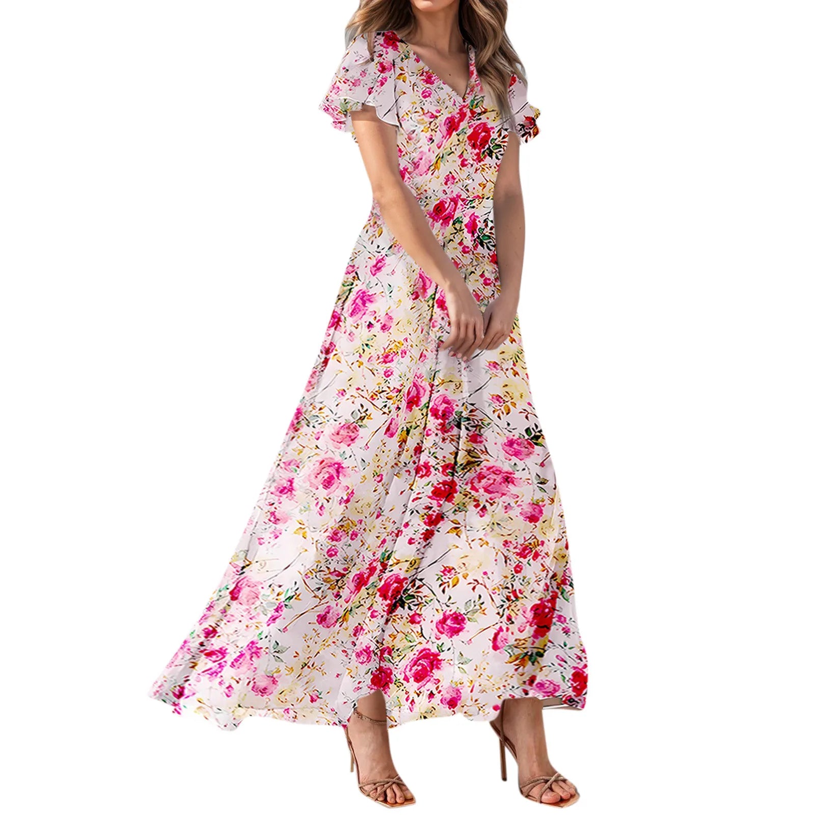 Floral Chiffon Maxi Dress for Summer Wedding Guest Chic