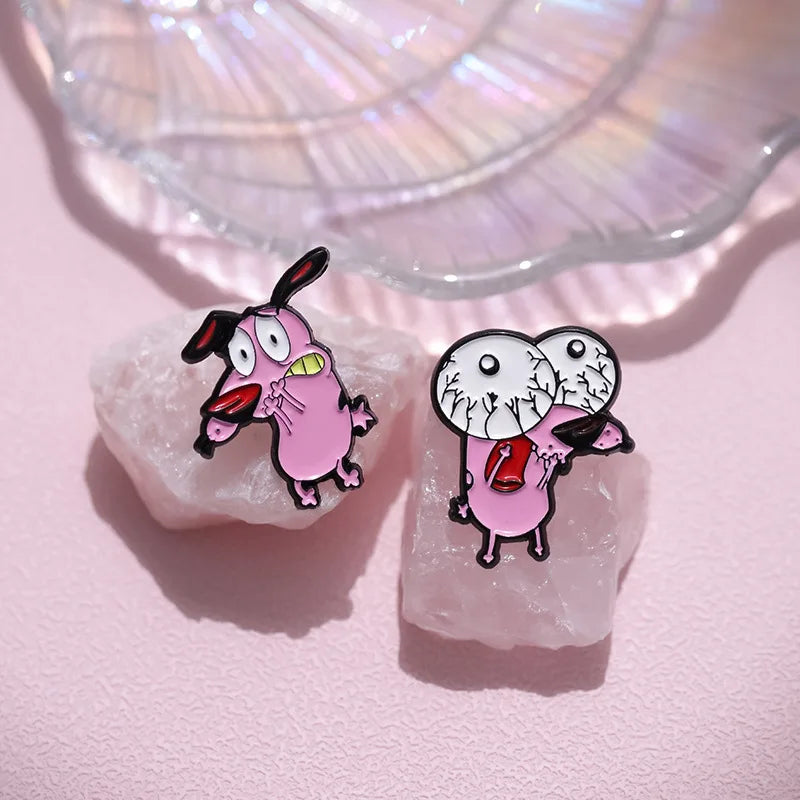 Cute Cartoon Pink Dog Enamel Pins Brooches Fashion Jewelry Accessories Gift for Kids and Friends
