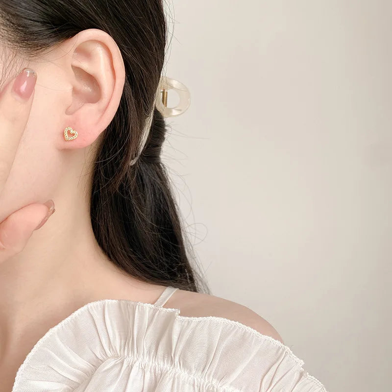 Heart Stud Earrings for Women Hypoallergenic Screw Cartilage Helix Jewelry Gifts