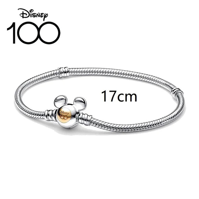 Minnie Mickey Spider 925 Silver Plated Charm Bracelet with Love Heart Clasp for Women DIY Jewelry Gifts