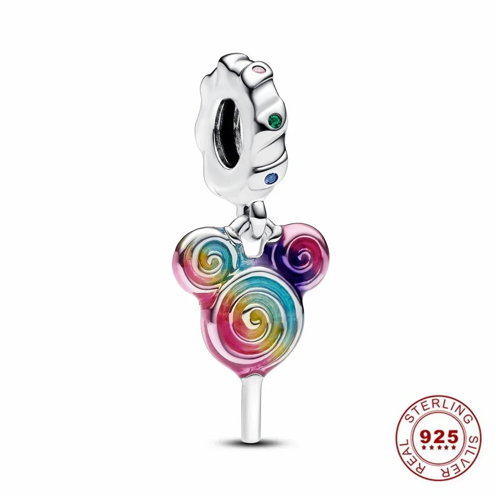 925 Sterling Silver Disney Minnie Mickey Charm Bead for Original Pendant Bracelet DIY Jewelry