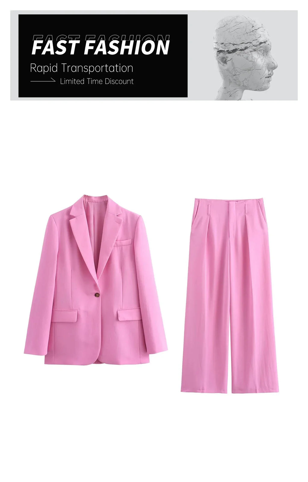 Casual Women's Fashion Flip Collar Straight Cut Suit Coat and Strap Detail Pants Set for Effortless Chic and Comfort