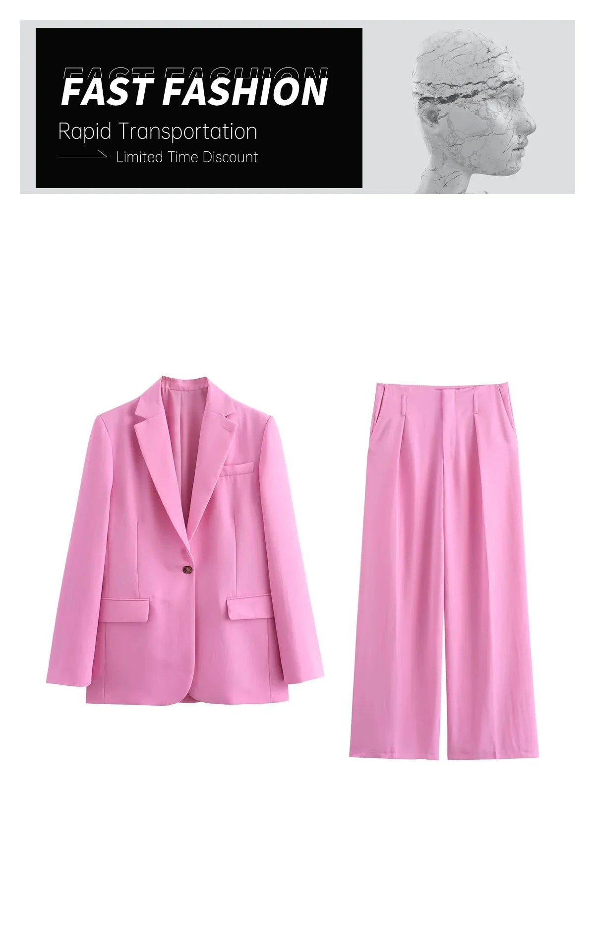 Casual Women's Fashion Flip Collar Straight Cut Suit Coat and Strap Detail Pants Set for Effortless Chic and Comfort