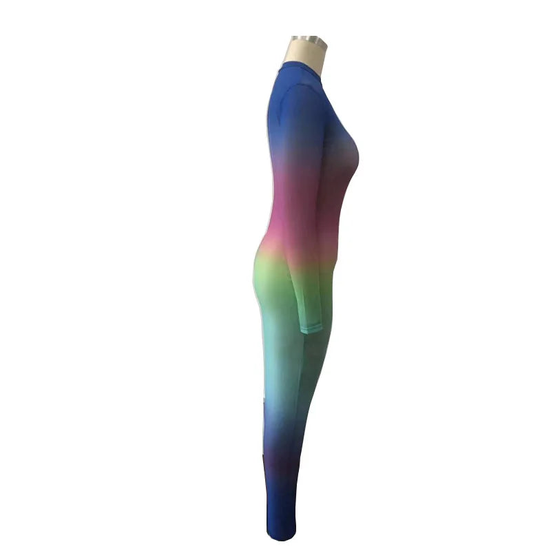 Rainbow Gradient Sheer O Neck Dress For Clubwear Nights