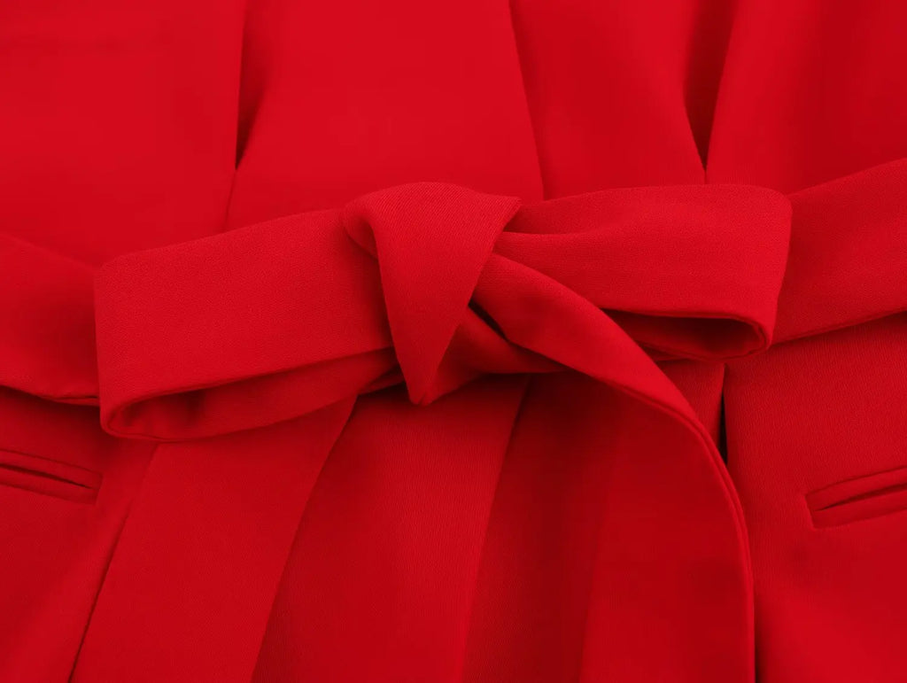 Women's Belted V-neck Vest Top with Shoulder Pads and Pockets Paired with Flared Pants for Casual Spring Summer Chic Look