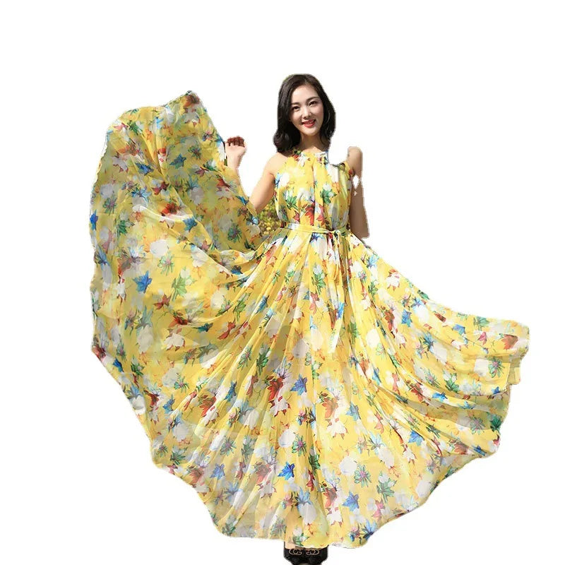 Floral Boho Backless Maxi Dress Women Beach Sundress