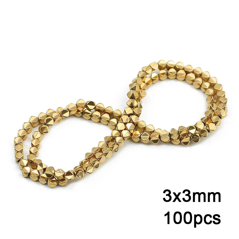 Hematite Natural Stone Gold Plated Loose Beads for DIY Jewelry Making - Star and Heart Shapes