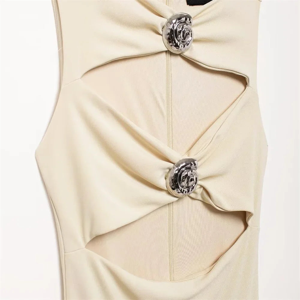 Sleeveless Summer Dress For Women Slimming Round Neck