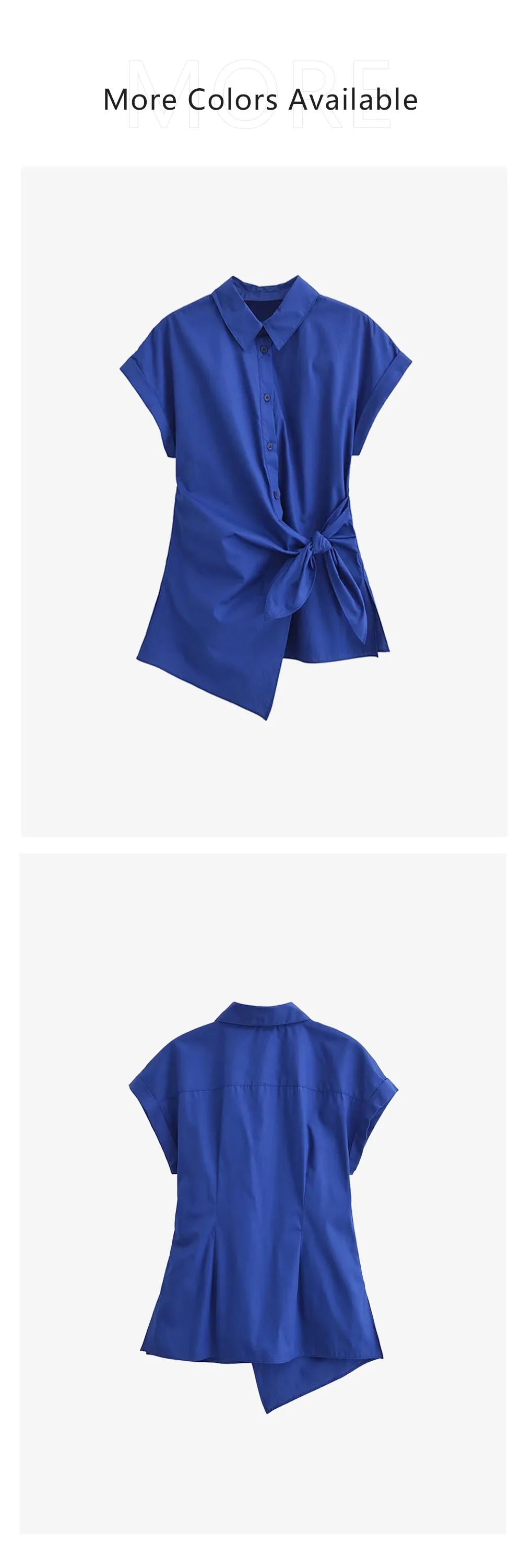 Women's Elegant Poplin Shirt Top with Versatile Waist Tie Detail Slimming Design Summer Fashion Blouse for Office and Casual Wear