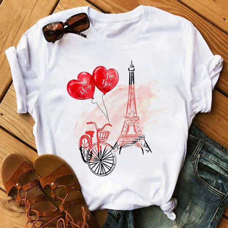 Women's Funny Wine Print T Shirt Casual Short Sleeve O Neck Tee for Summer Fashion