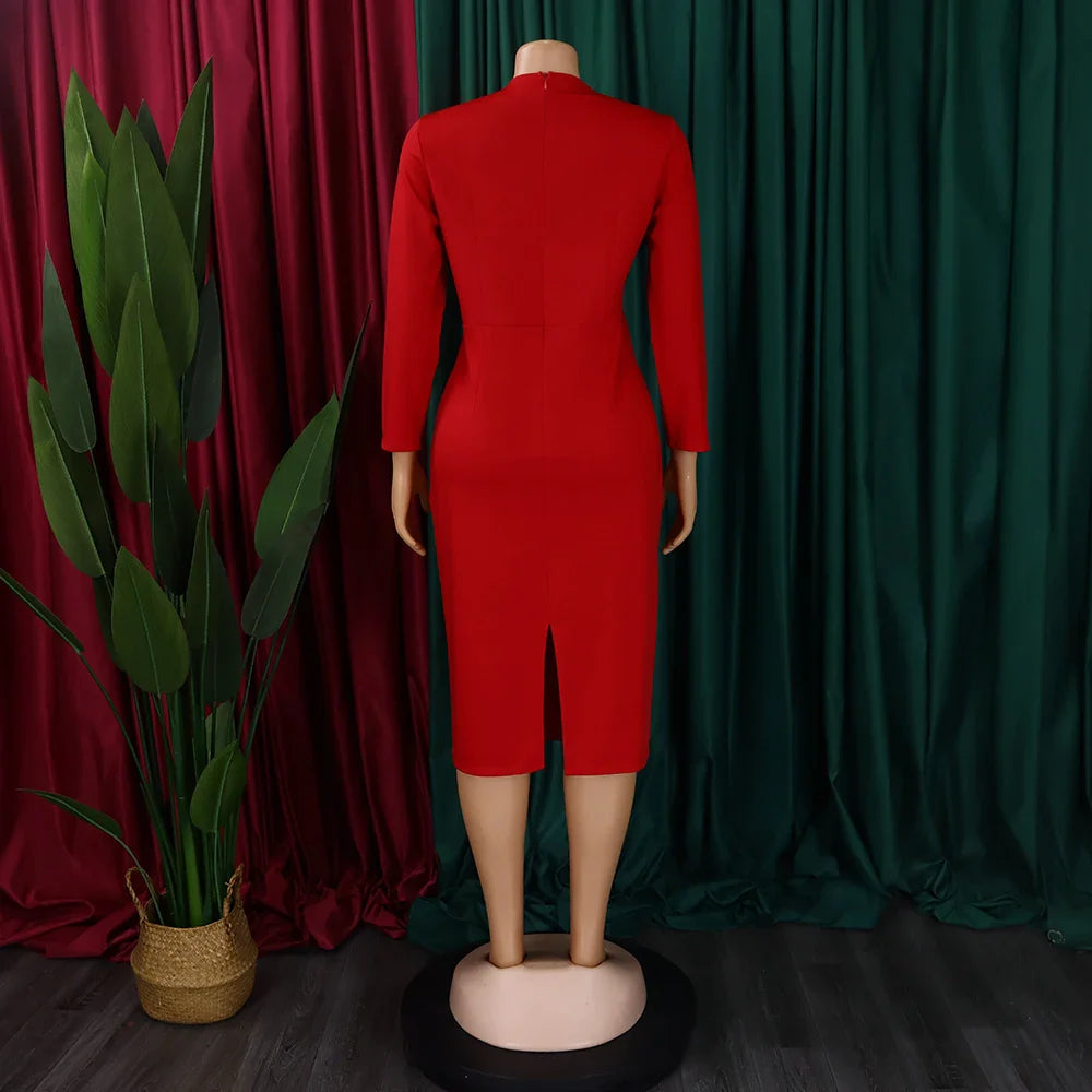 Office Dress For Women Professional O Neck Striped Sheath