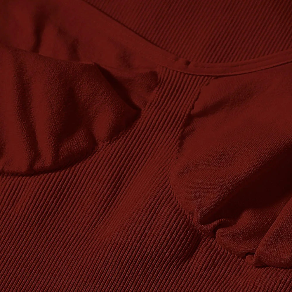 Sexy Long Sleeve Bodysuit for Women Skinny Bodycon V-Neck Push Up Romper Streetwear Jumpsuit